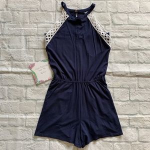 Lilly Pulitzer navy and white crochet romper, XS
